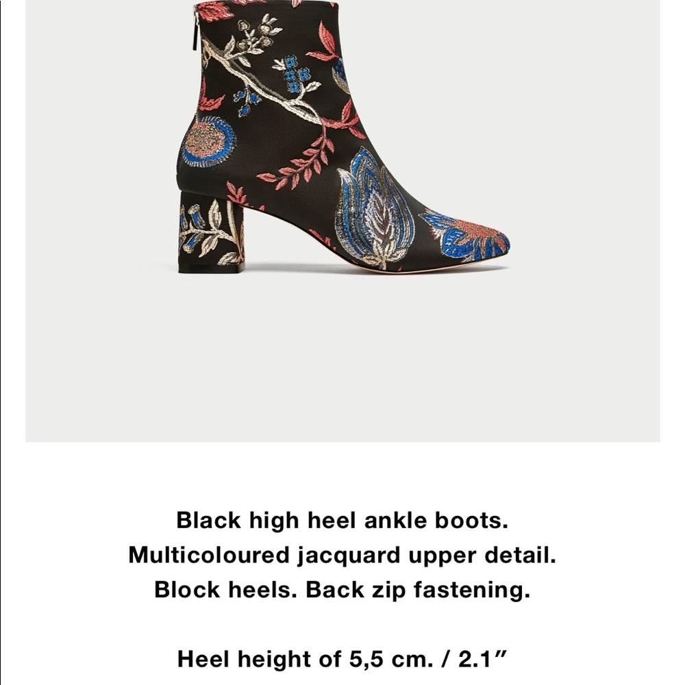 ZARA JACQUARD EMBROIDERED ANKLE BOOTIES - Picture 6 of 6